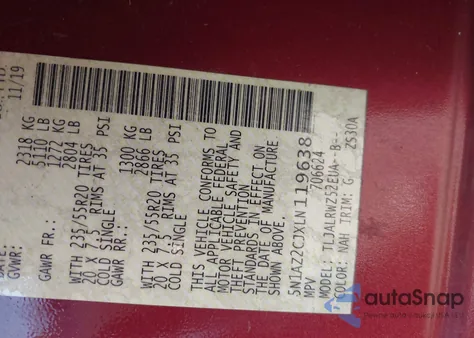 2020 Nissan Murano Sl Fwd from USA, damaged, VIN 5N1AZ2CJXLN119638